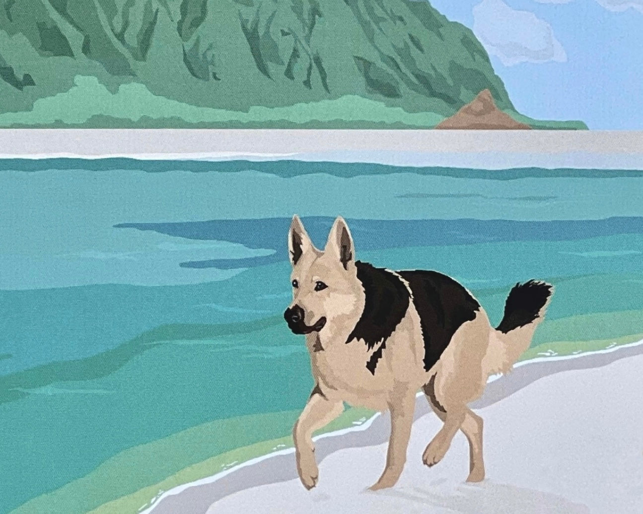 German Shepherd at Kaneohe Bay Beach