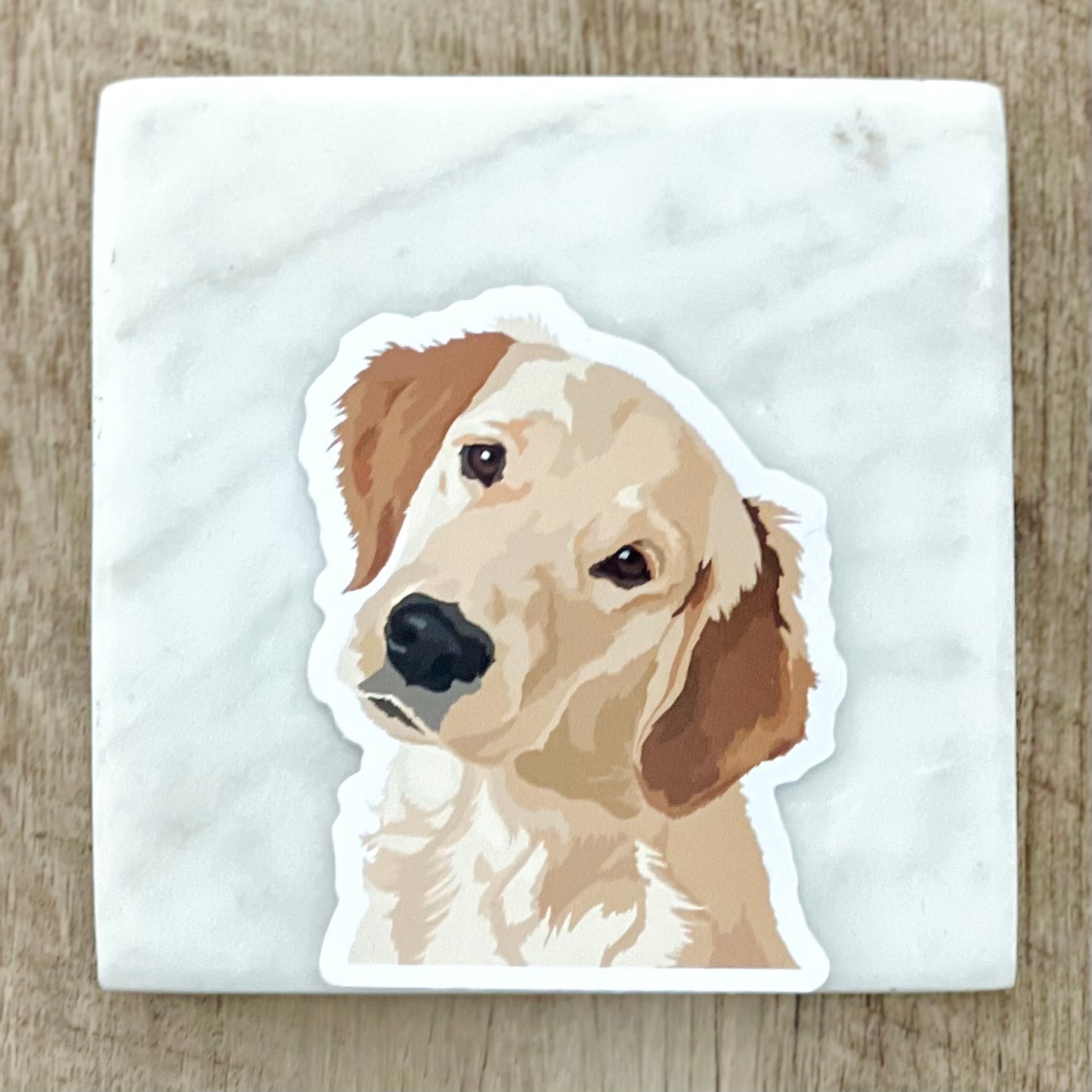 Golden Retriever tilting head Sticker, 3", die cut, waterproof, vinyl