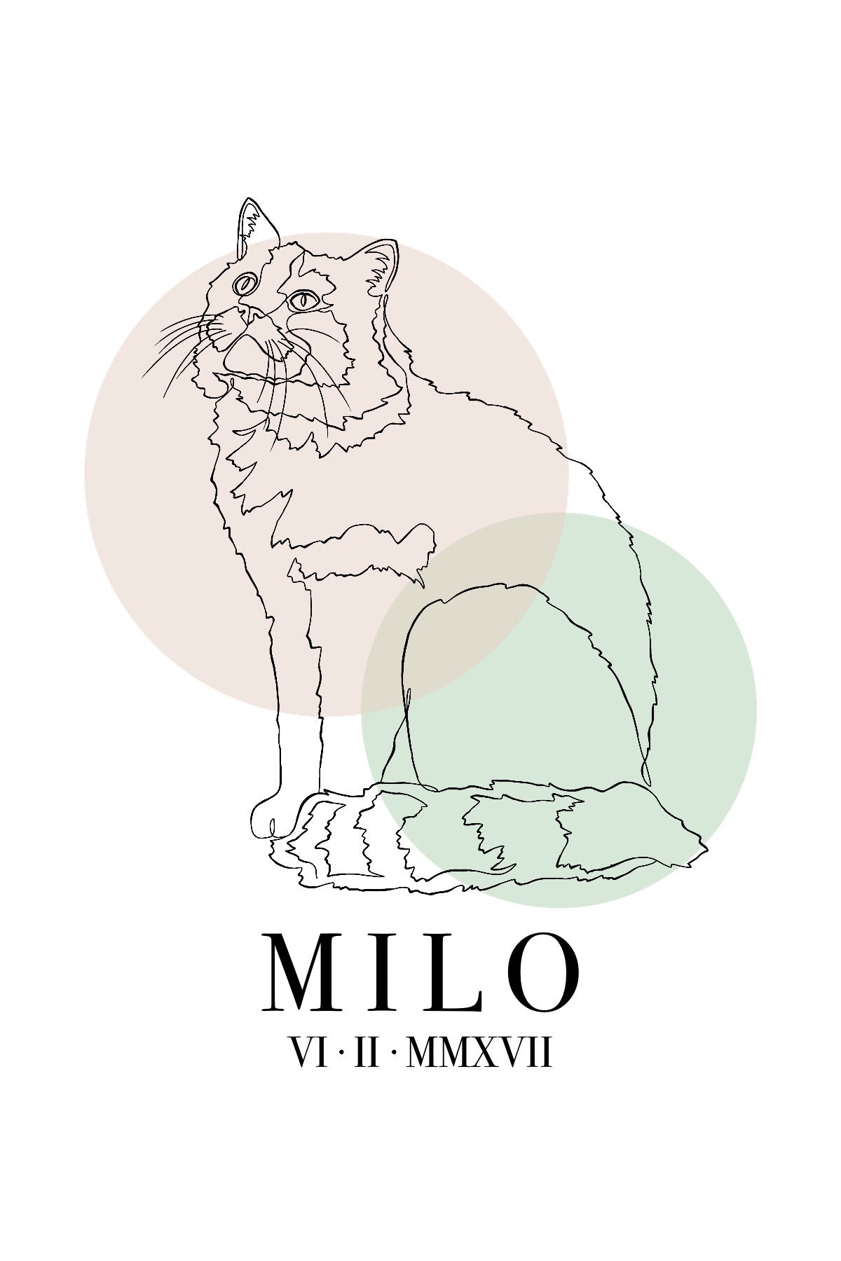 Hand-drawn digital line portrait of a cat