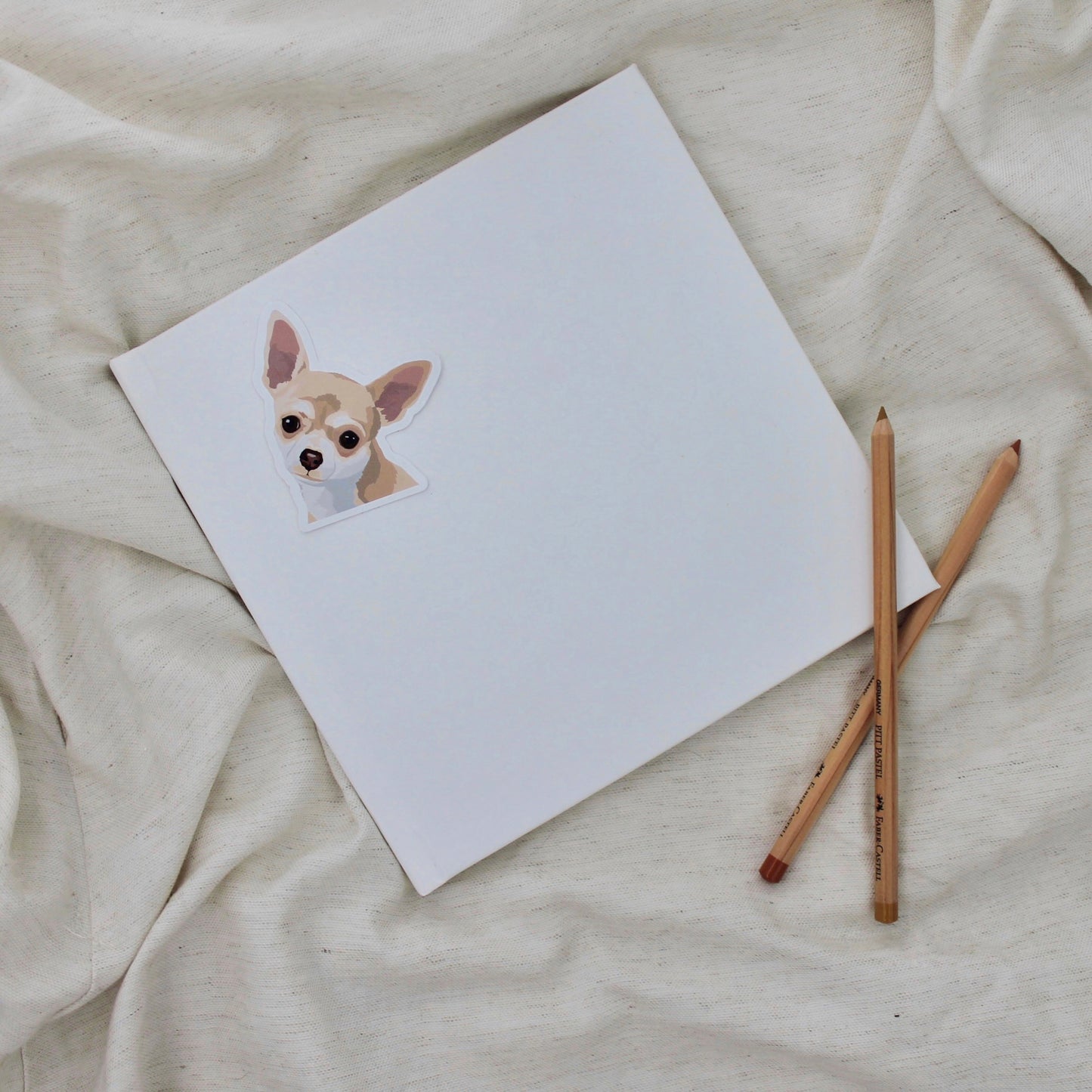 Chihuahua sticker on notebook